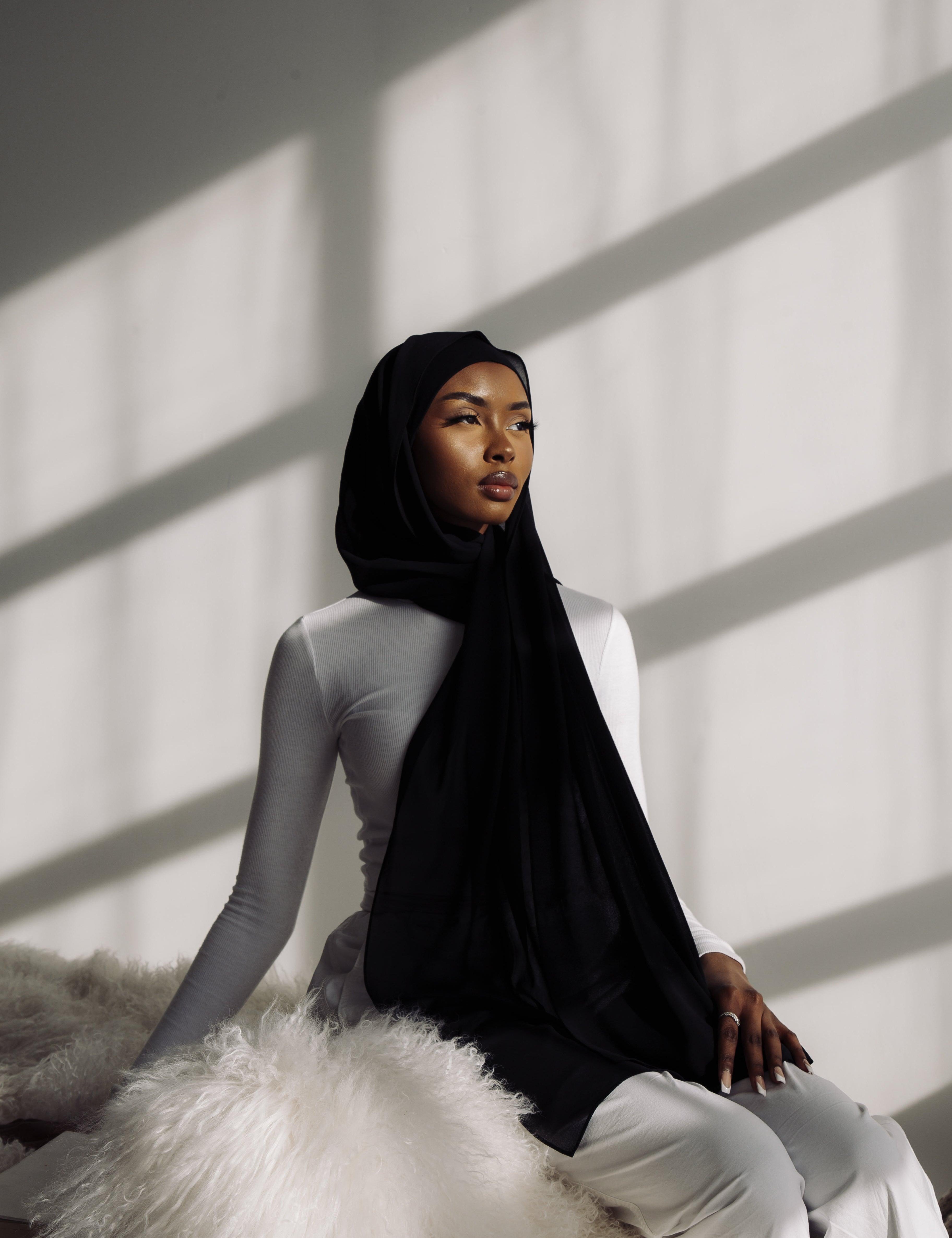 Matching Hijab & Undercap Set - Obsidian - Azelefa