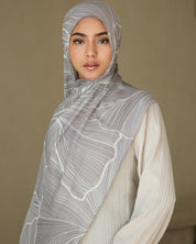 Printed Modal Hijab - Lilac Leaf