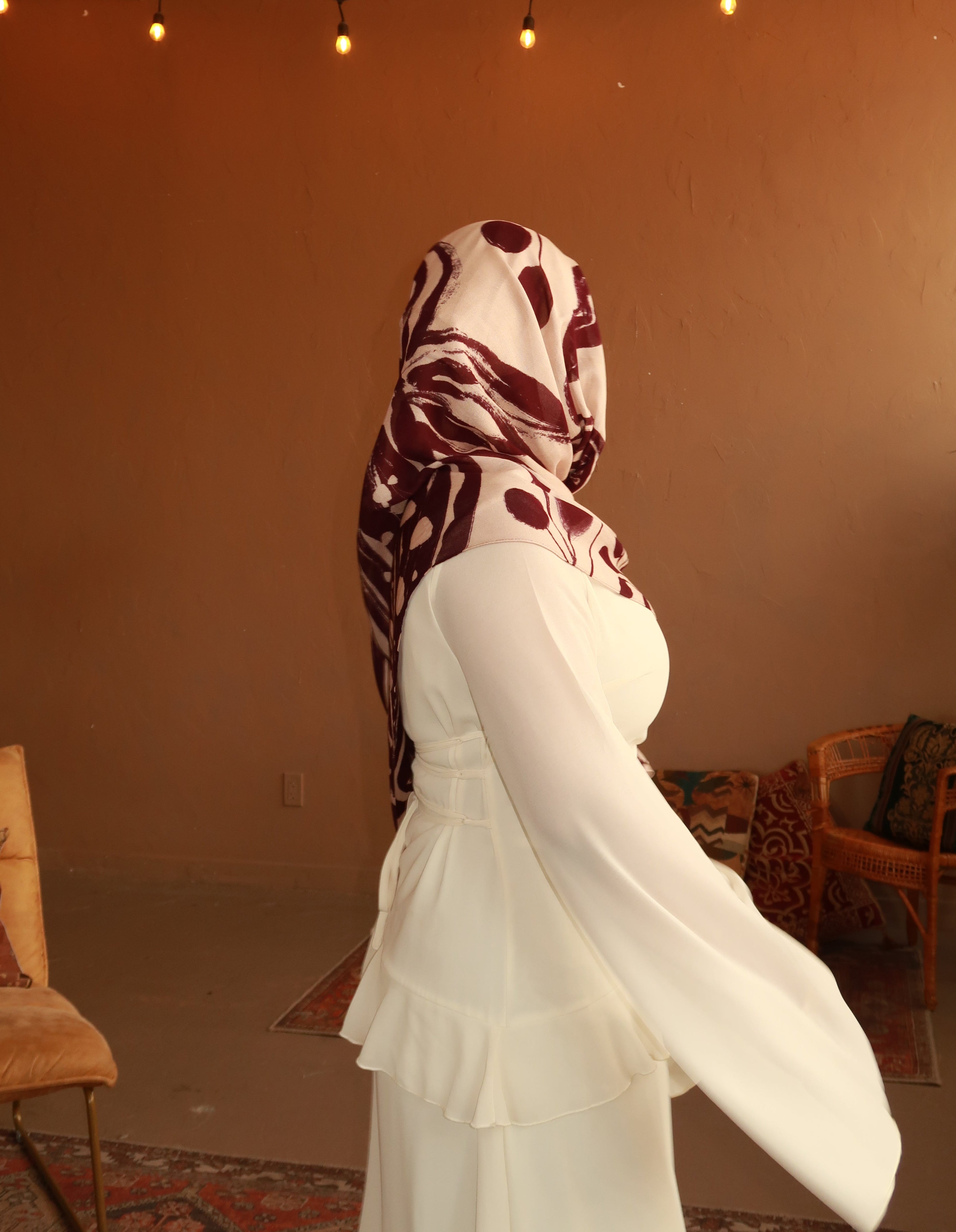 Printed Modal Hijab - Garnet