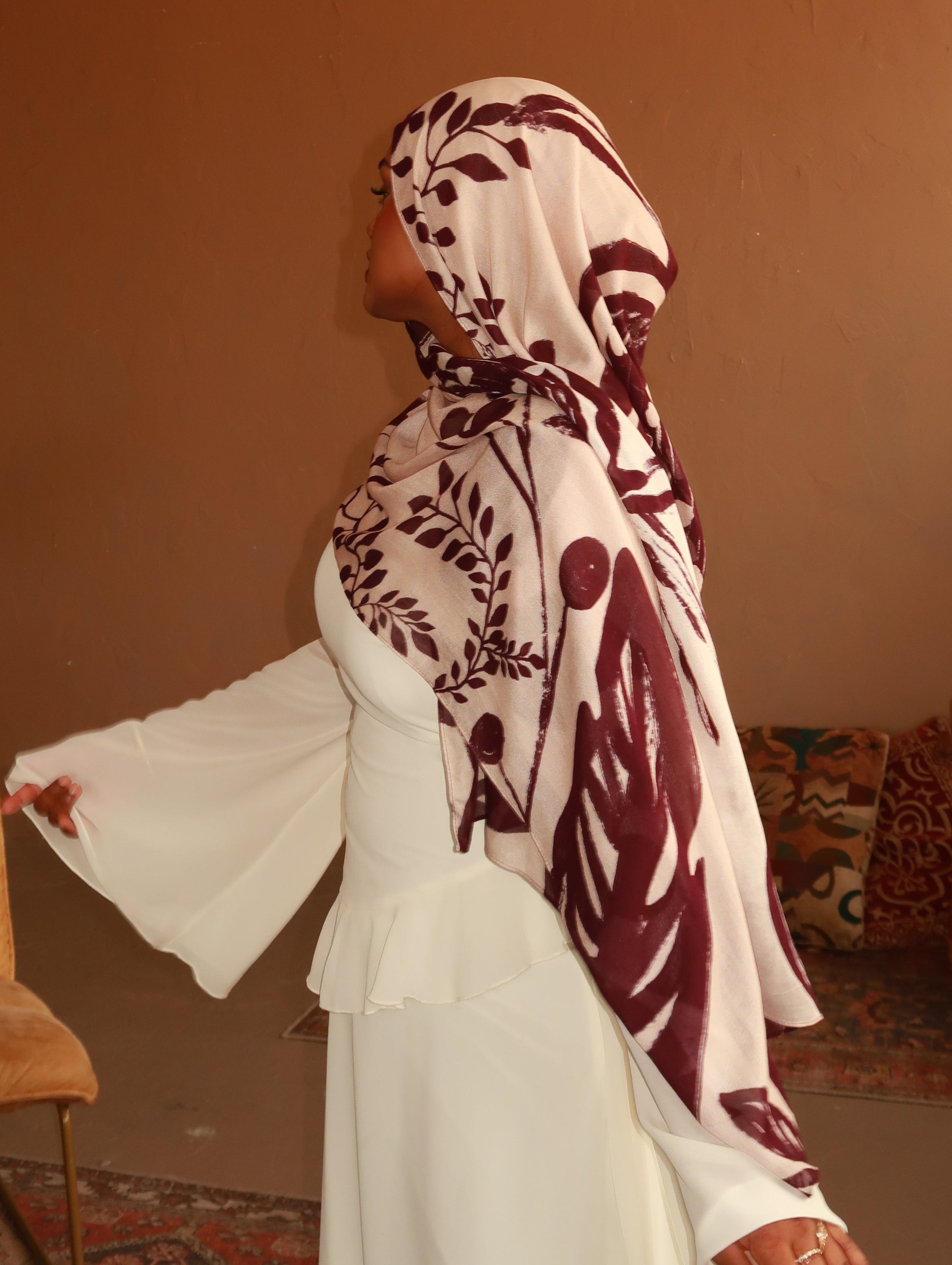 Printed Modal Hijab - Garnet