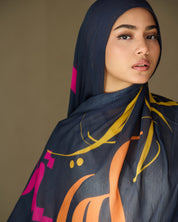 Printed Modal Hijab - Sunset Calligraphy
