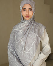 Printed Modal Hijab - Lilac Leaf