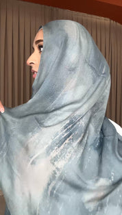 Printed Modal Hijab - Ocean Fog