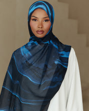 Printed Modal Hijab - Blue Waves