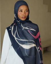 Printed Modal Hijab - Dusky Calligraphy