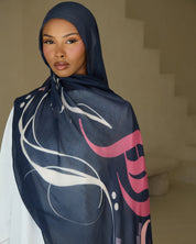 Printed Modal Hijab - Dusky Calligraphy