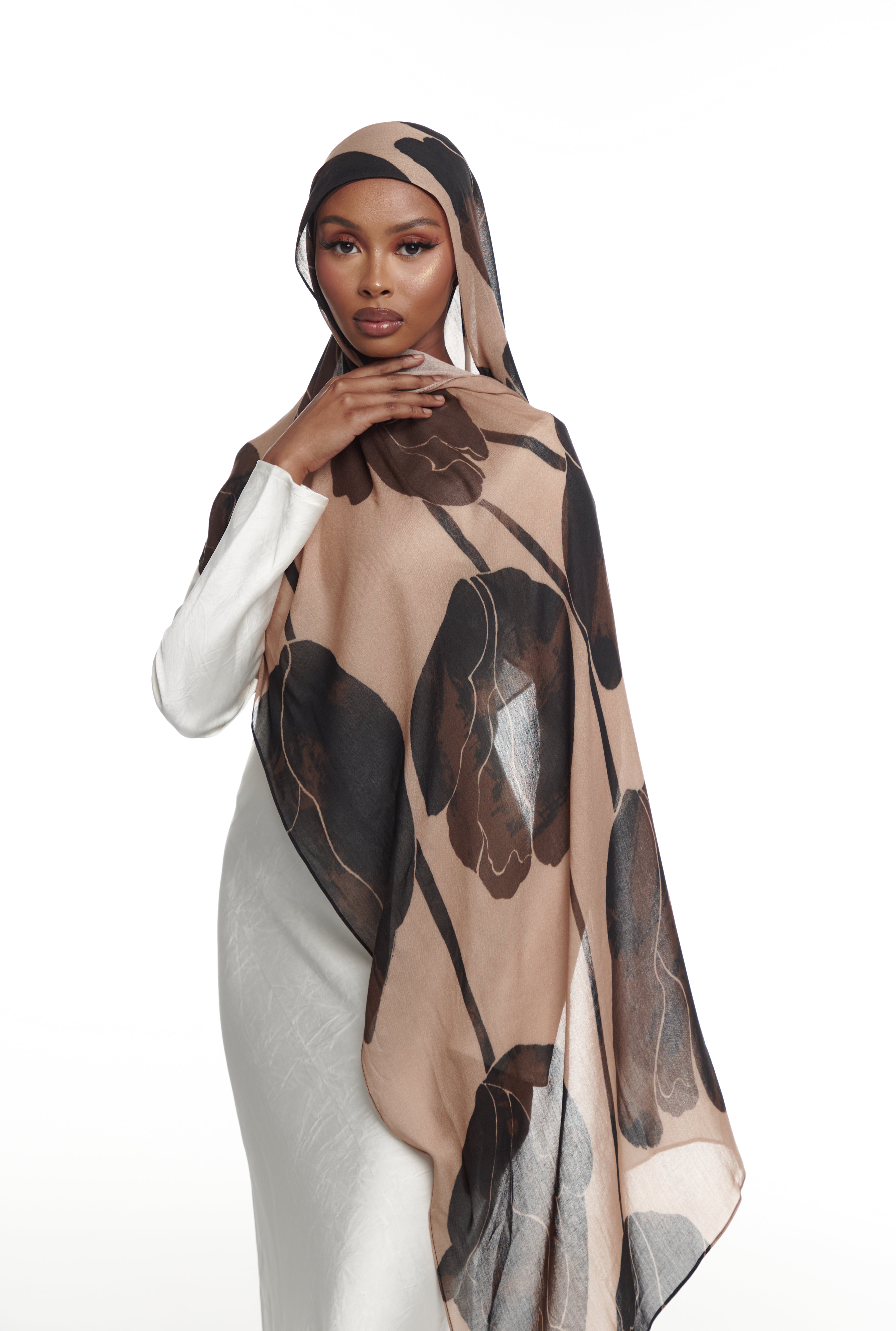 Printed Modal Hijab - Tulip Café