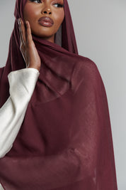 Modal Matching Hijab & Undercap Set - Cranberry Velvet