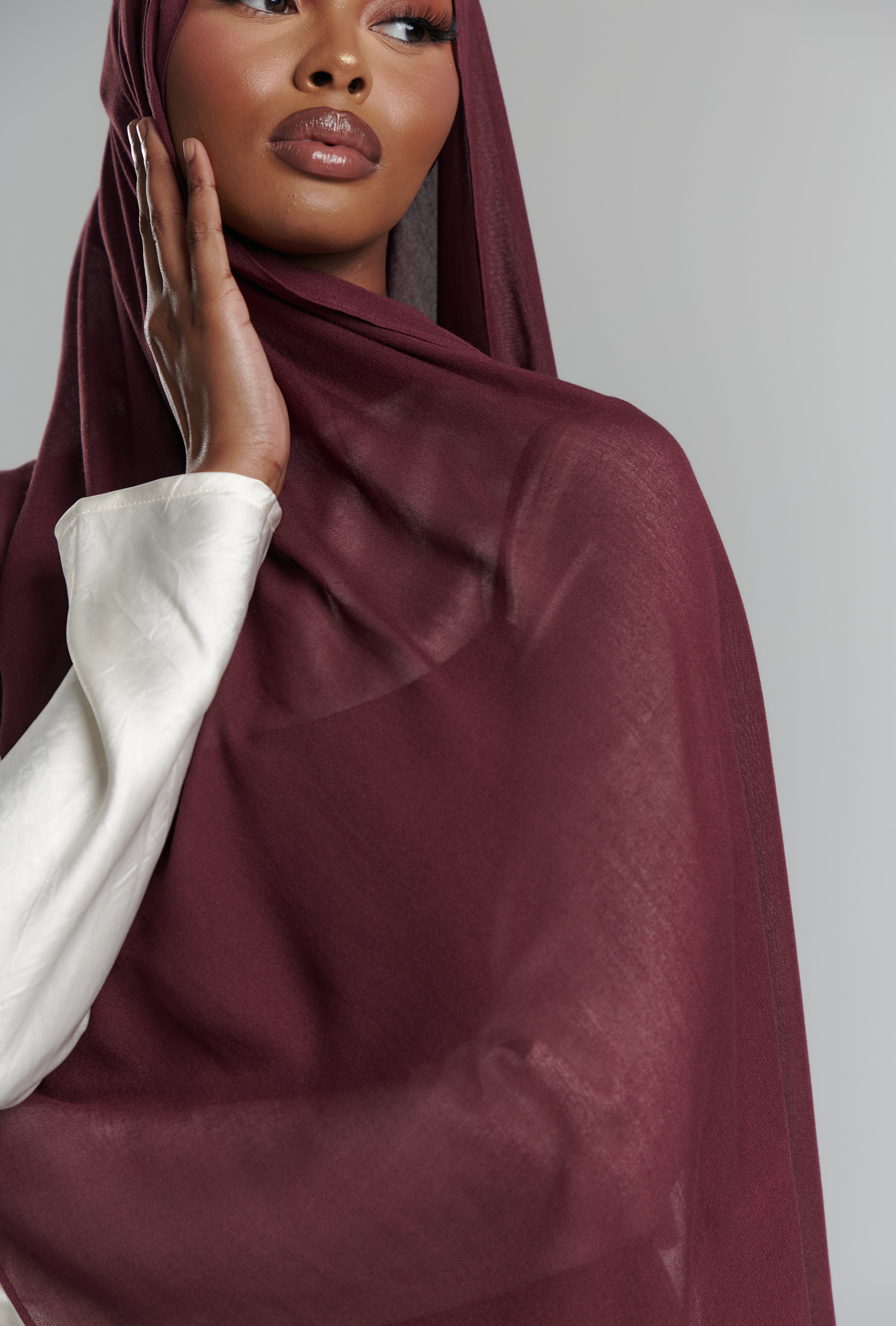 Modal Matching Hijab & Undercap Set - Cranberry Velvet