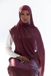 Modal Matching Hijab & Undercap Set - Cranberry Velvet