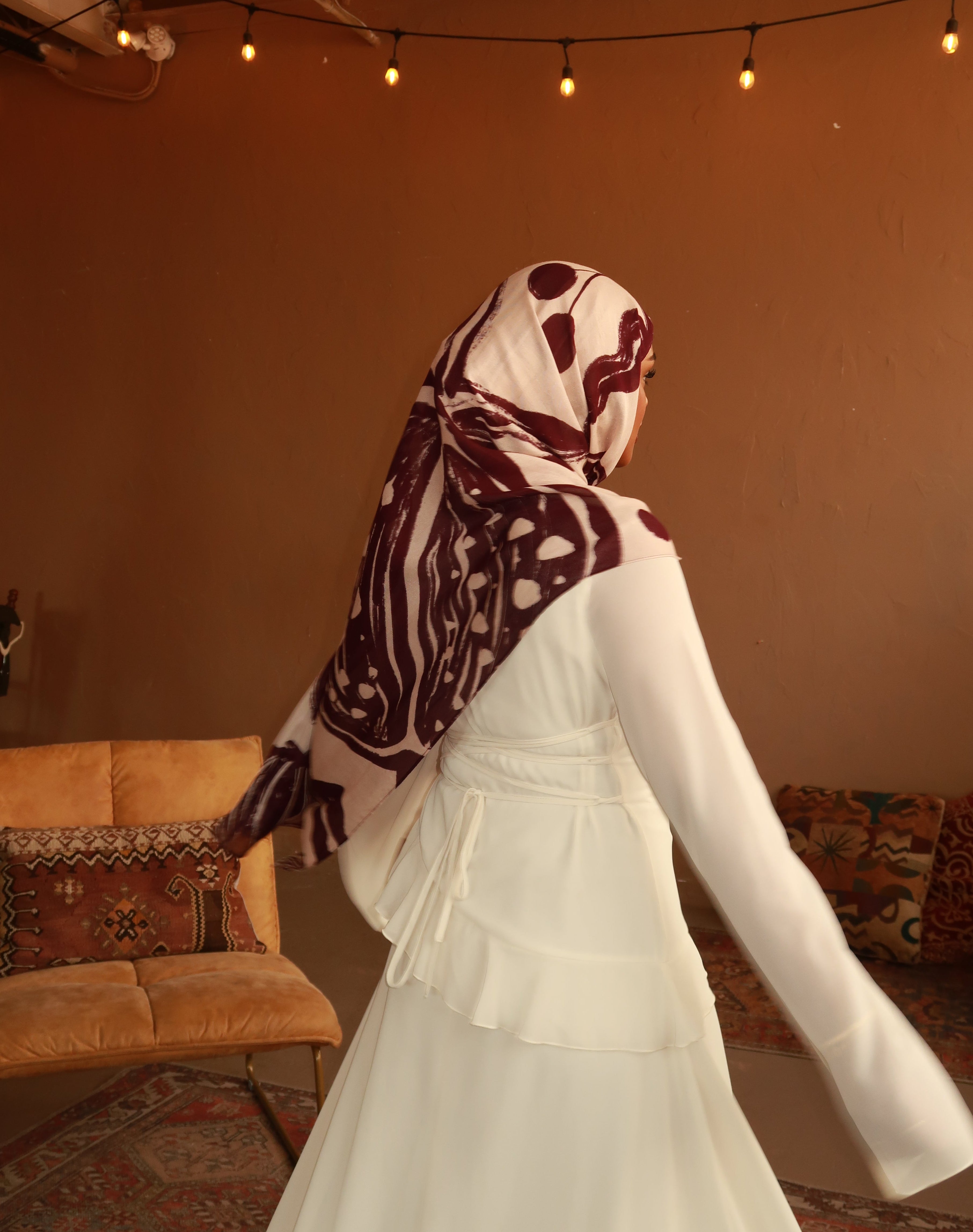 Printed Modal Hijab - Garnet