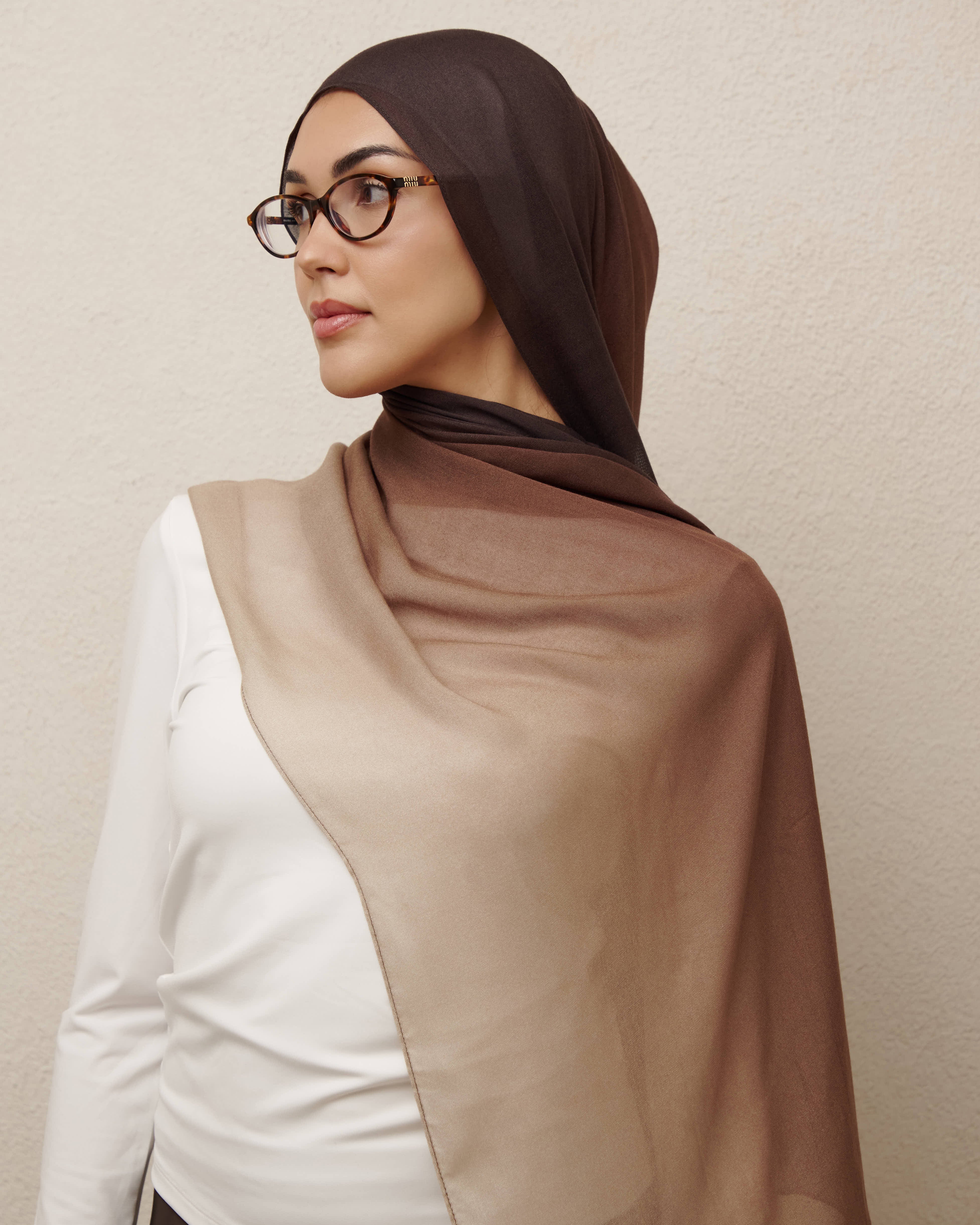 Ombré Modal Hijab - Caramel Latte