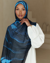 Printed Modal Hijab - Blue Waves