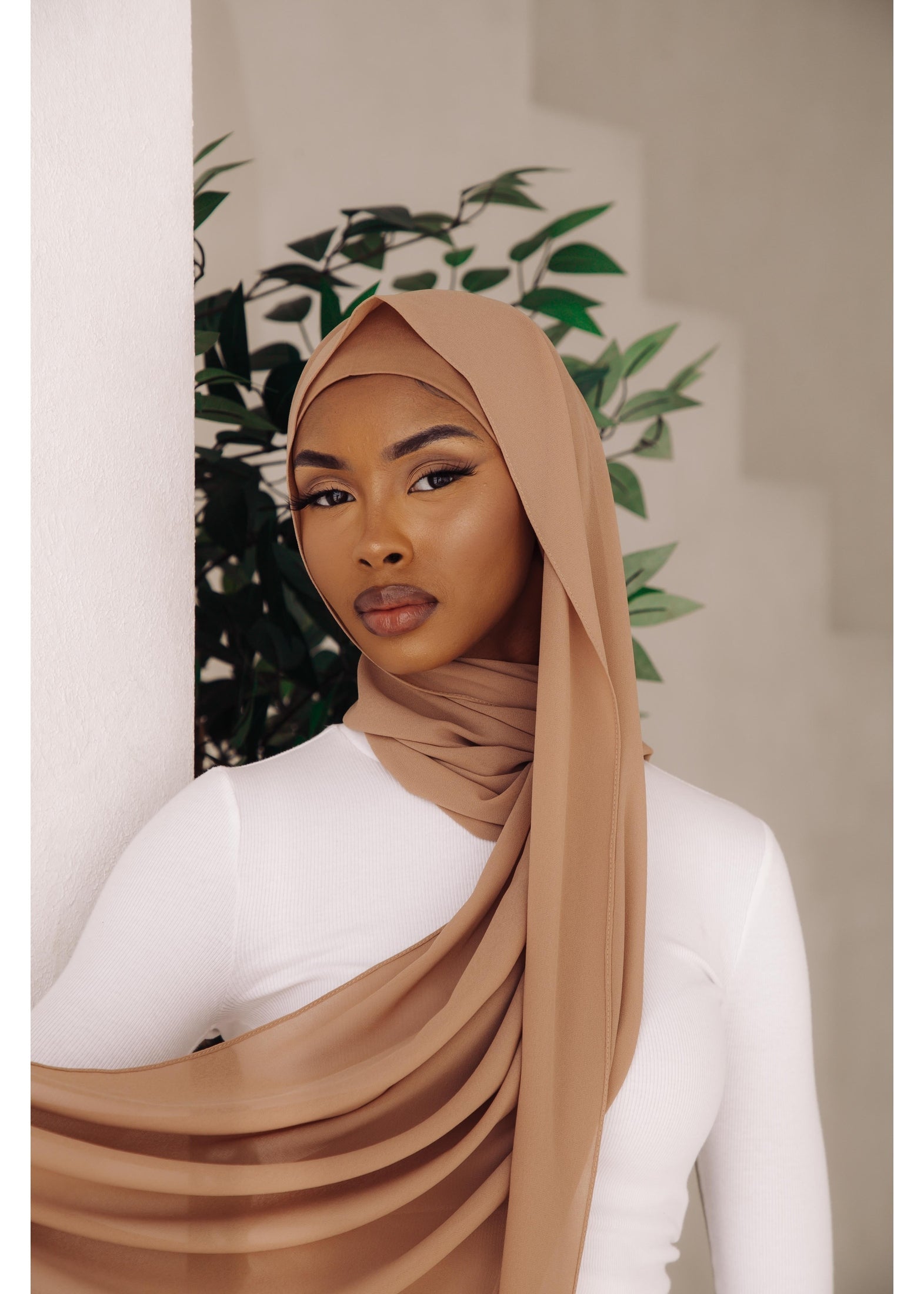 Premium Chiffon Hijab - Tan