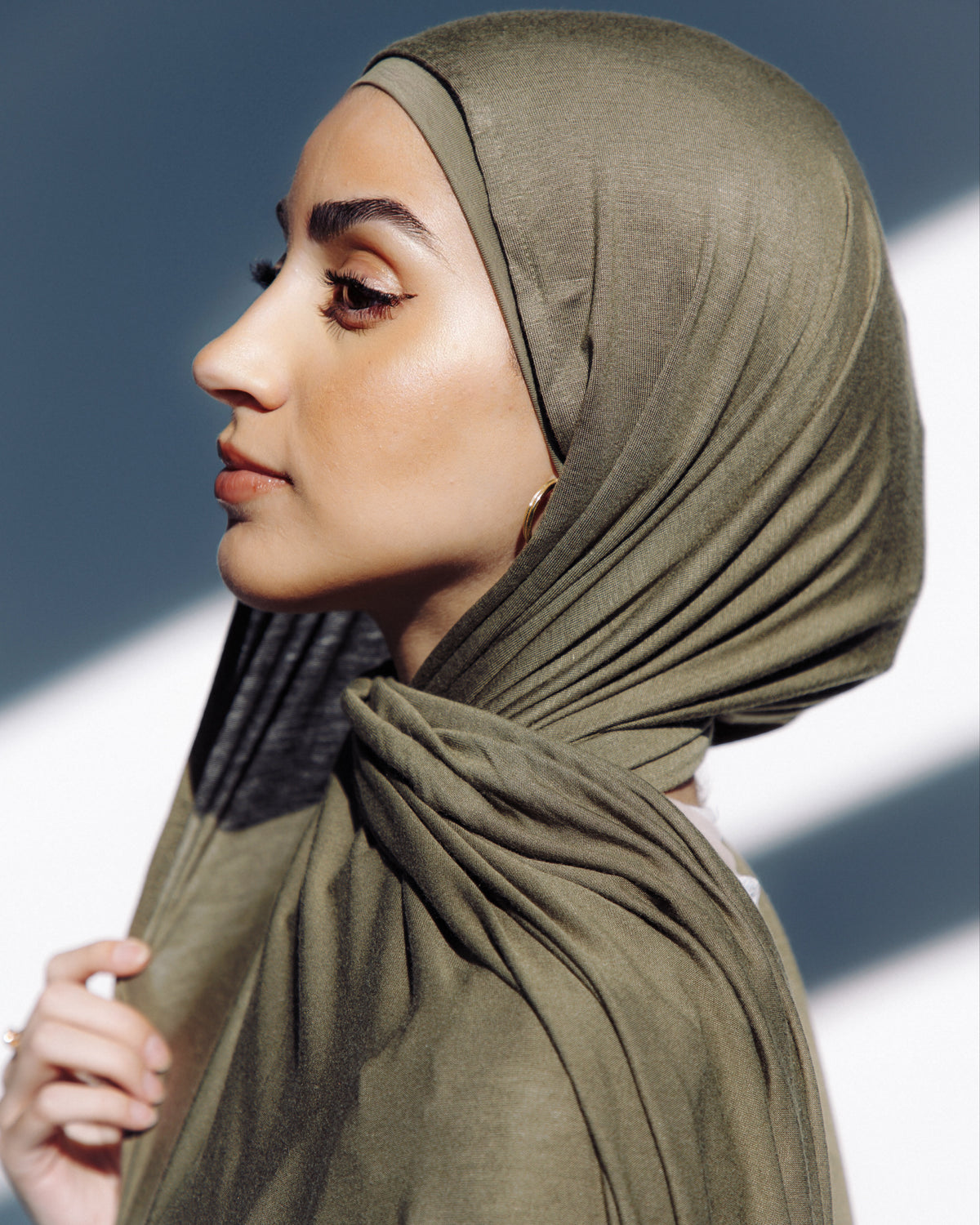 Jersey Matching Hijab & Undercap Set - Olive