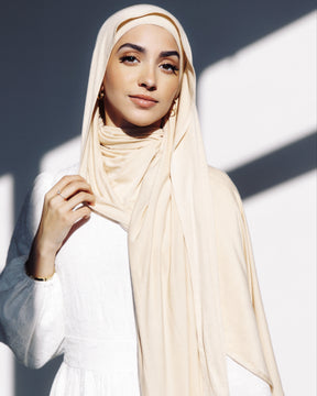 Jersey Matching Hijab & Undercap Set - Latte