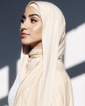 Jersey Matching Hijab & Undercap Set - Latte