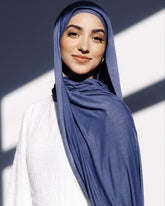 Jersey Matching Hijab & Undercap Set - Indigo