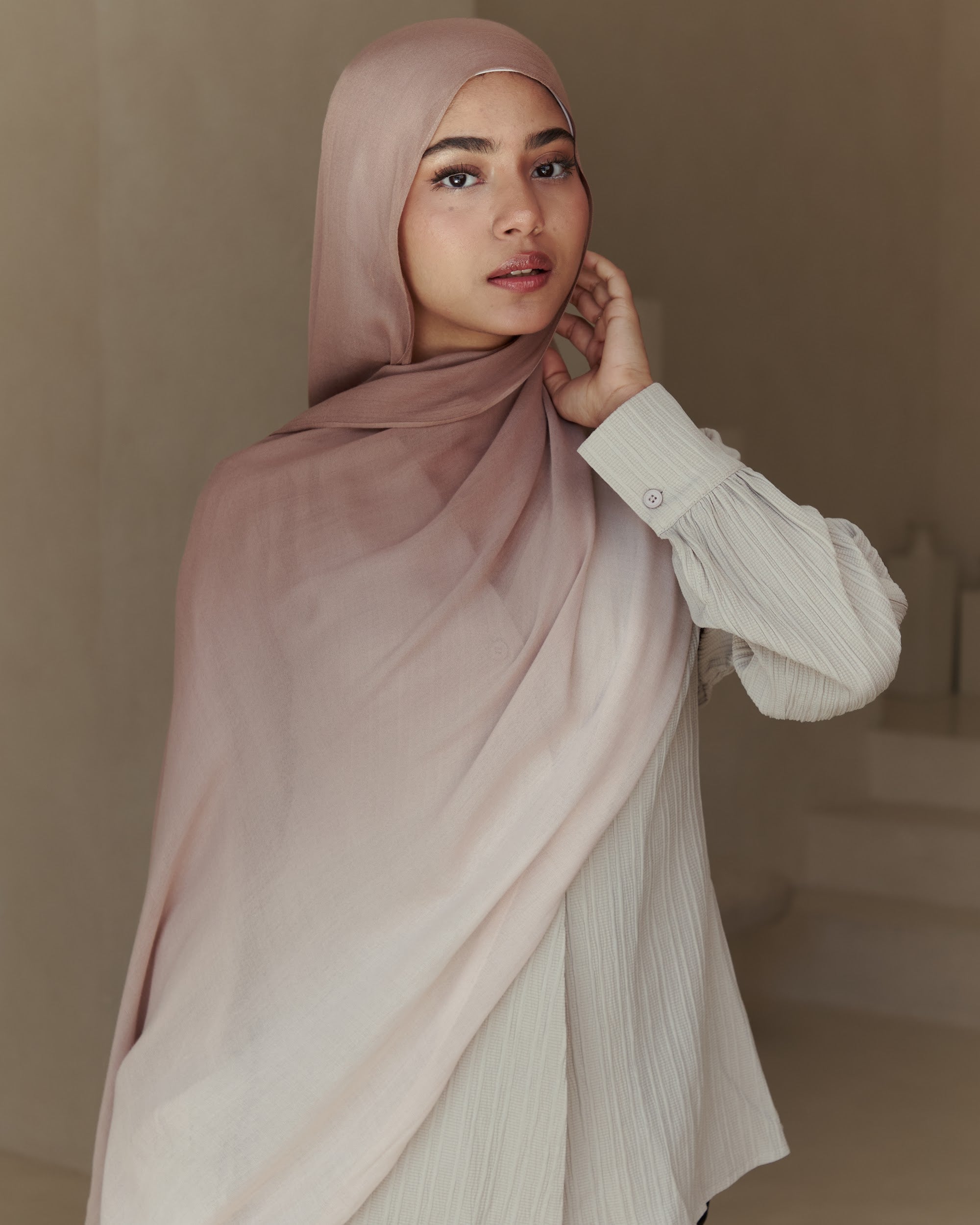 Ombré Modal Hijab - Bare Earth