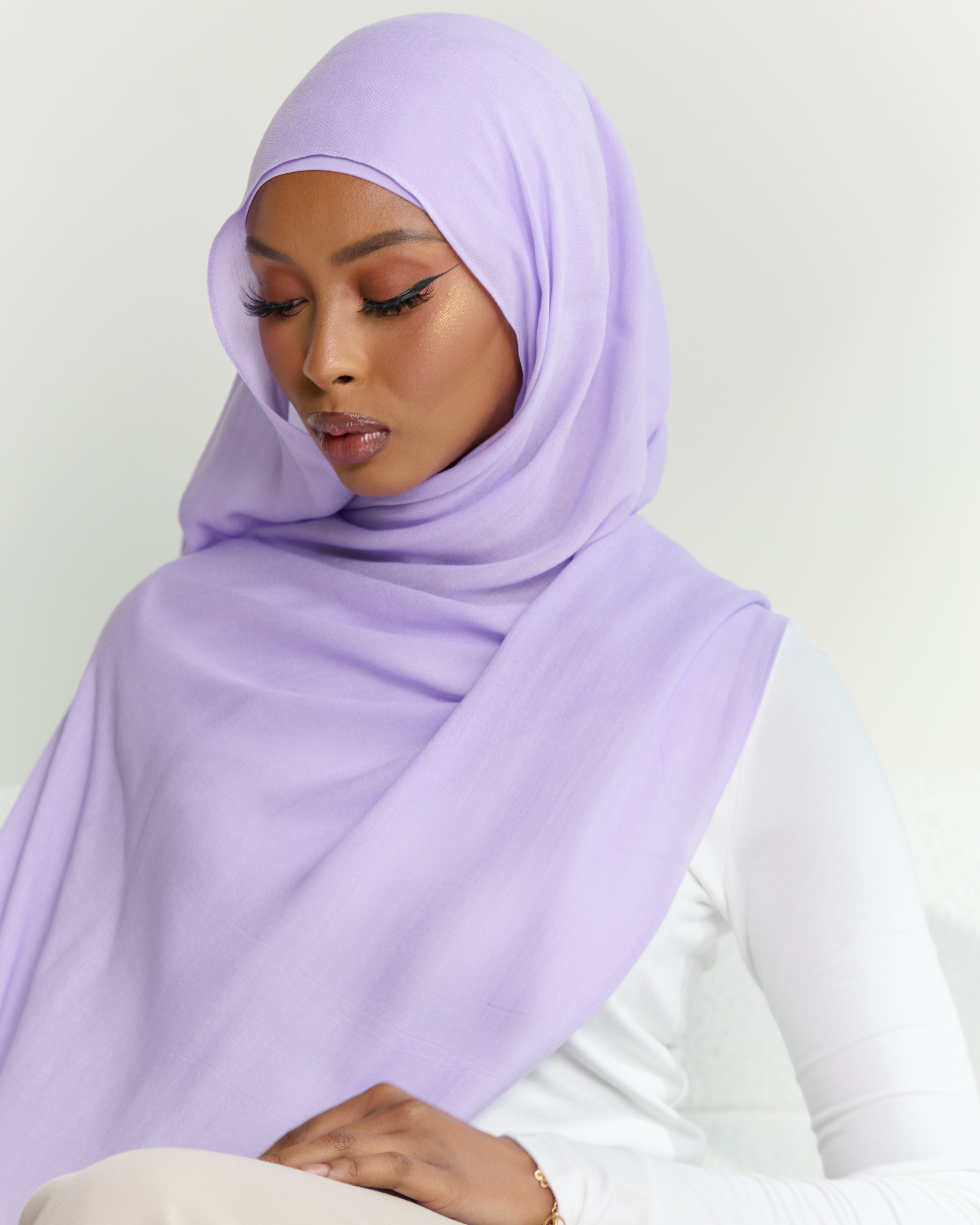 Modal Matching Hijab & Undercap Set - Bissan's Lavender – AZELEFA