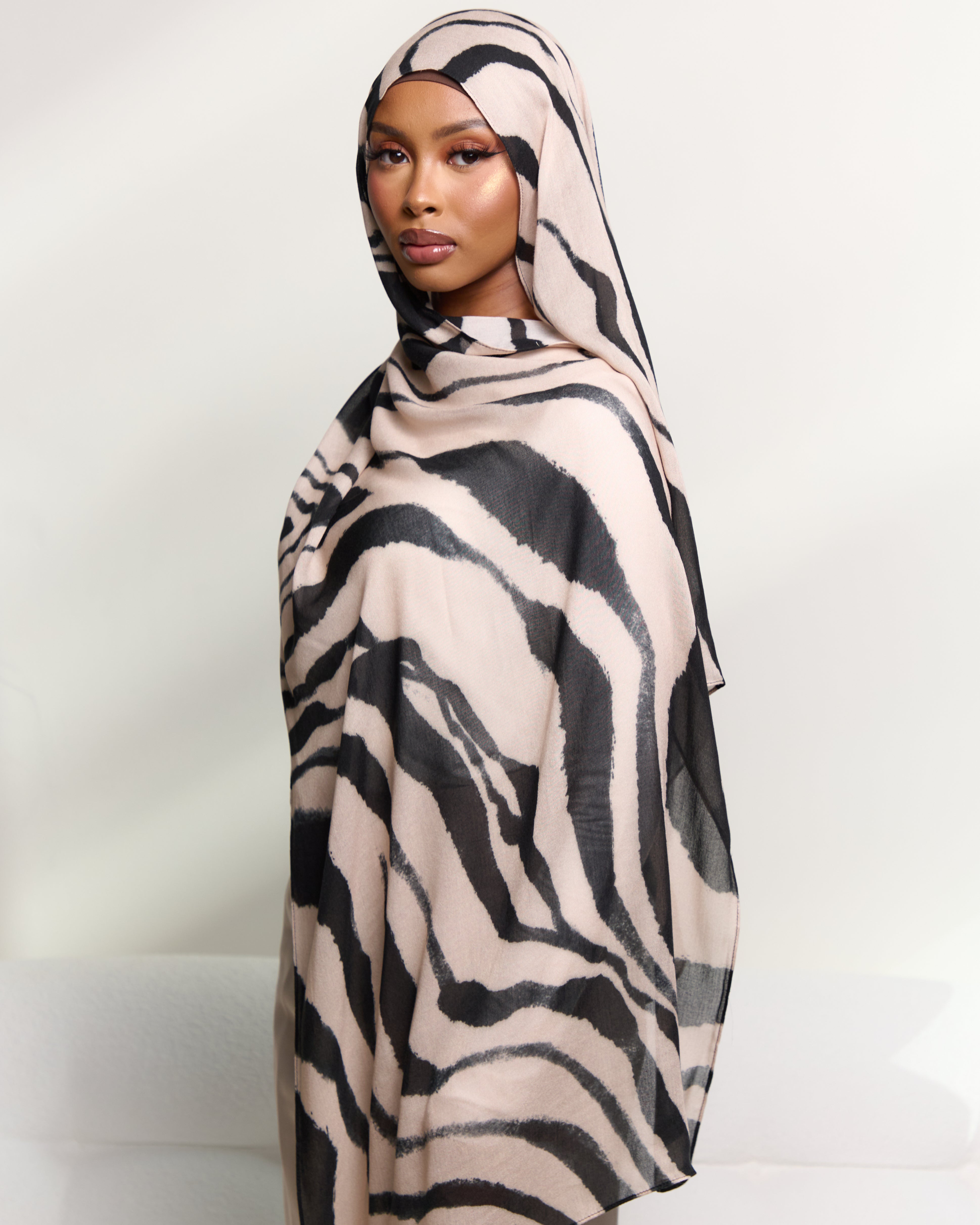 Printed Modal Hijab - Ink Rivers – AZELEFA