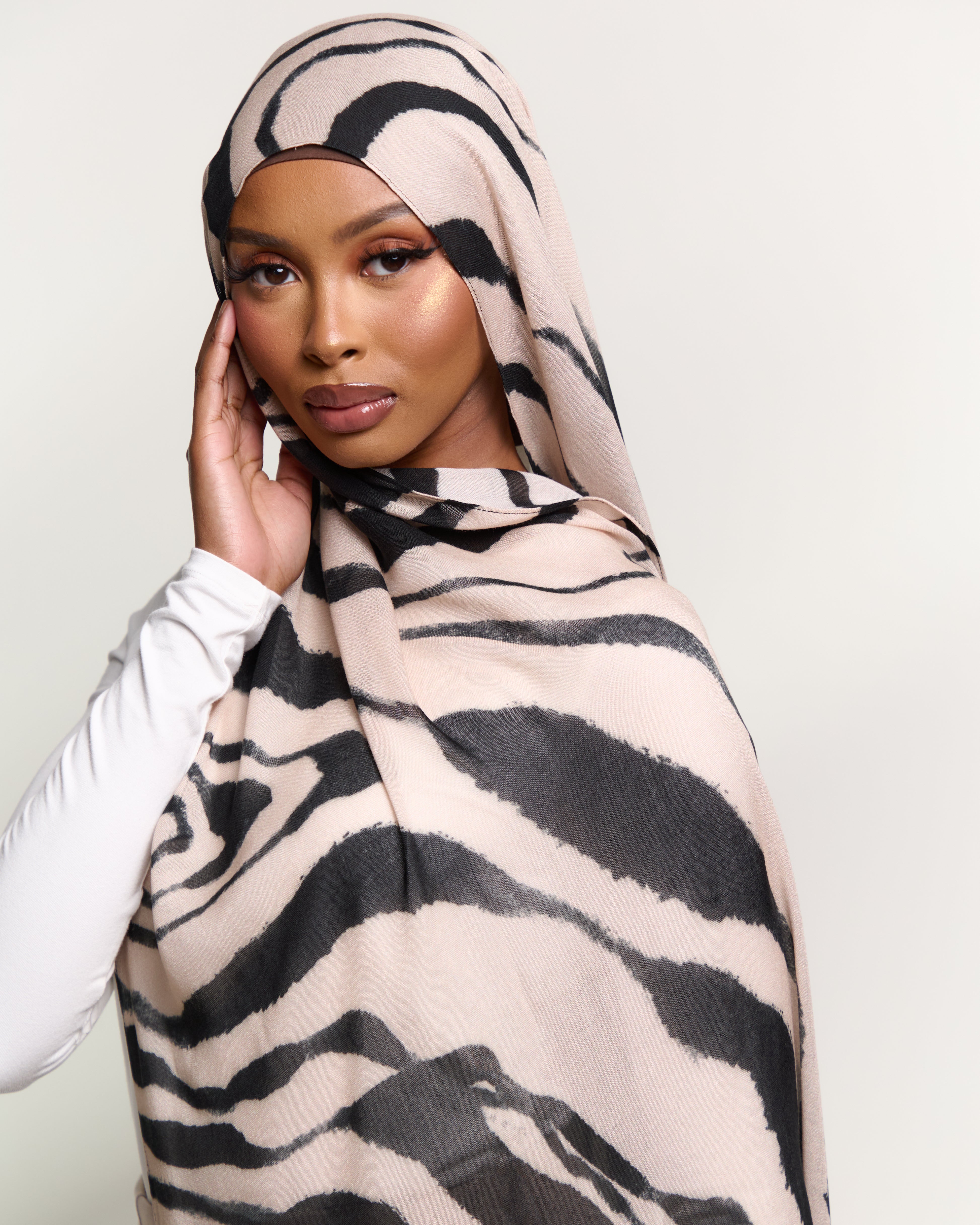 Printed Modal Hijab - Ink Rivers