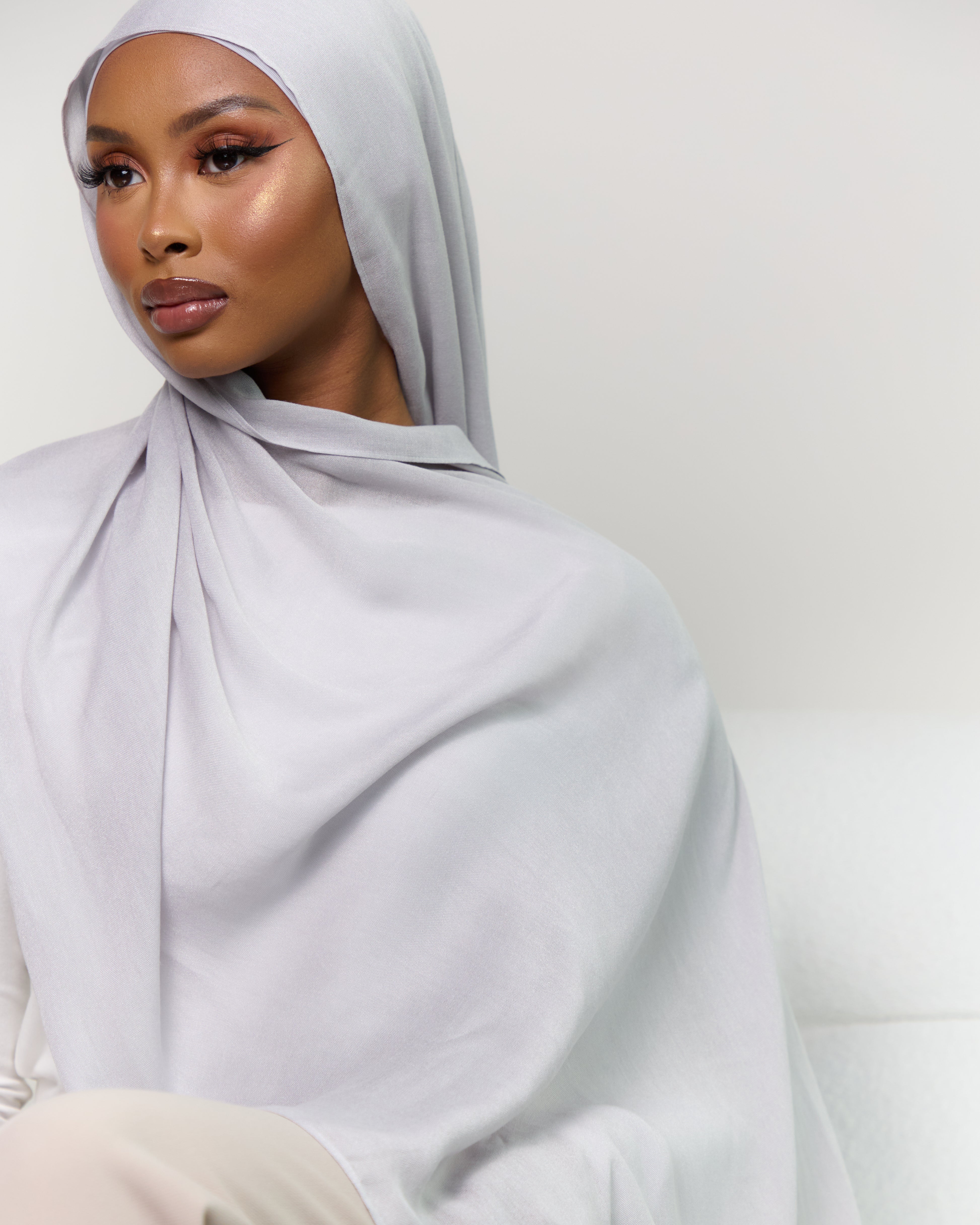 Modal Matching Hijab & Undercap Set - Silver Sand