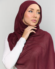 Modal Matching Hijab & Undercap Set - Cranberry Velvet