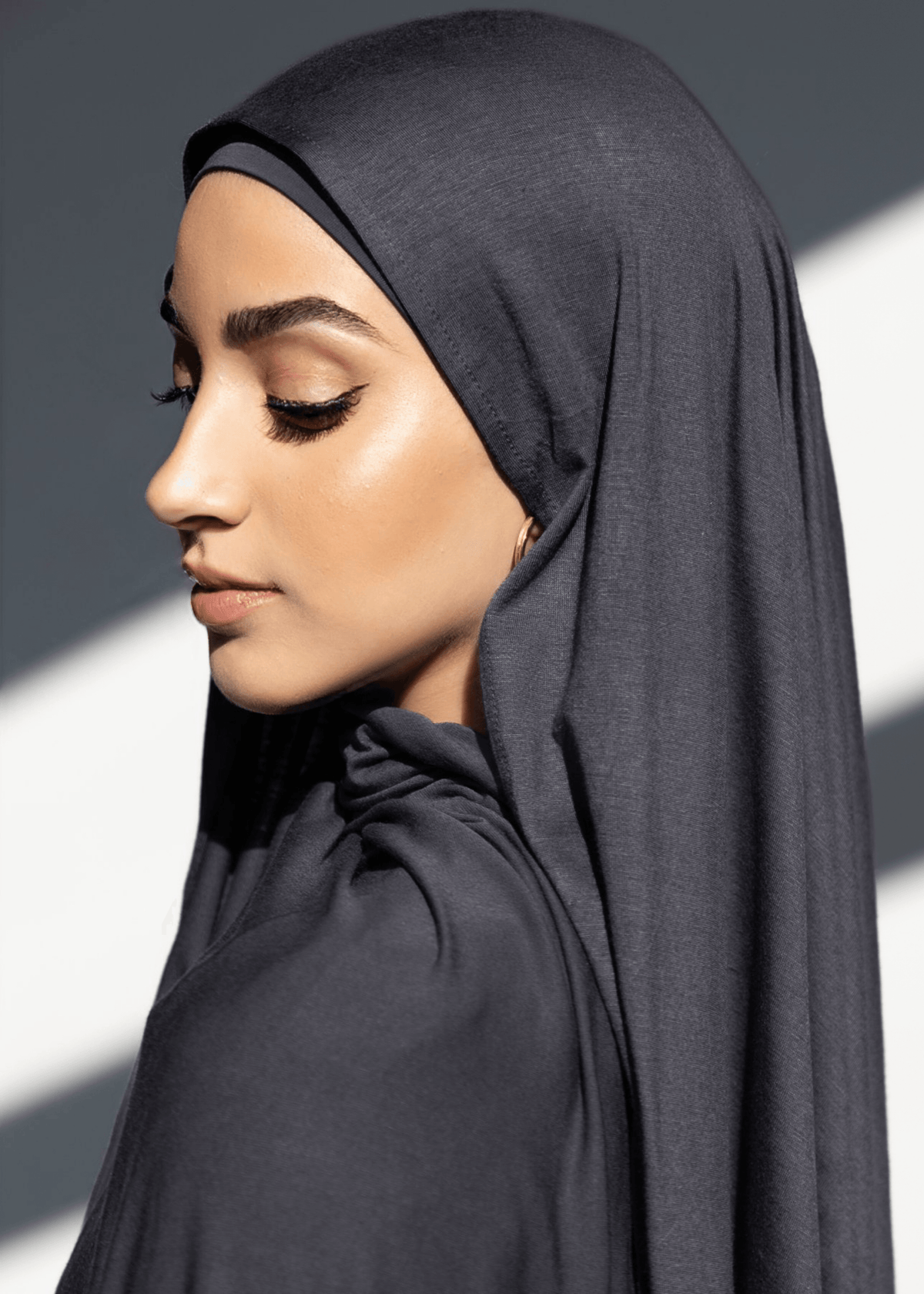 Jersey Matching Hijab & Undercap Set - Graphite - Azelefa