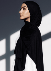 Jersey Matching Hijab & Undercap Set - Noir - Azelefa