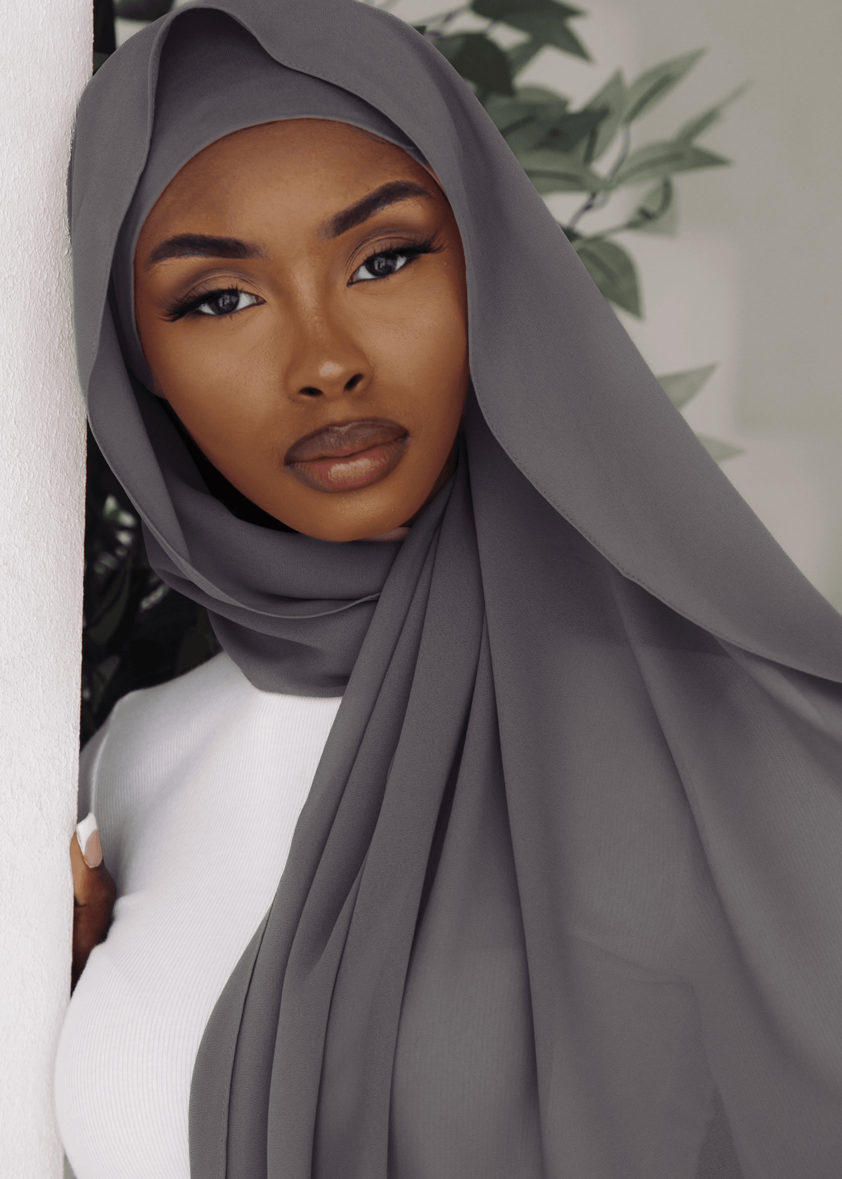 Matching Hijab & Undercap Set - Dark Gray - Azelefa