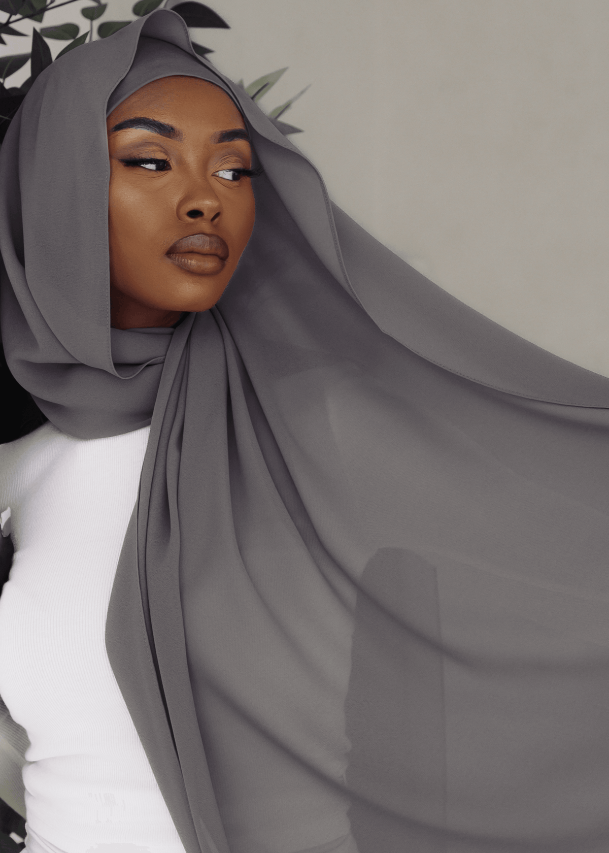 Matching Hijab & Undercap Set - Dark Gray - Azelefa