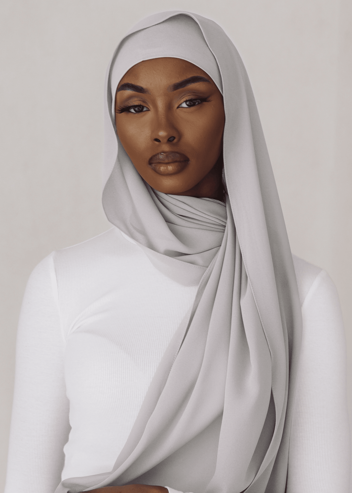 Matching Hijab & Undercap Set - Light Gray - Azelefa