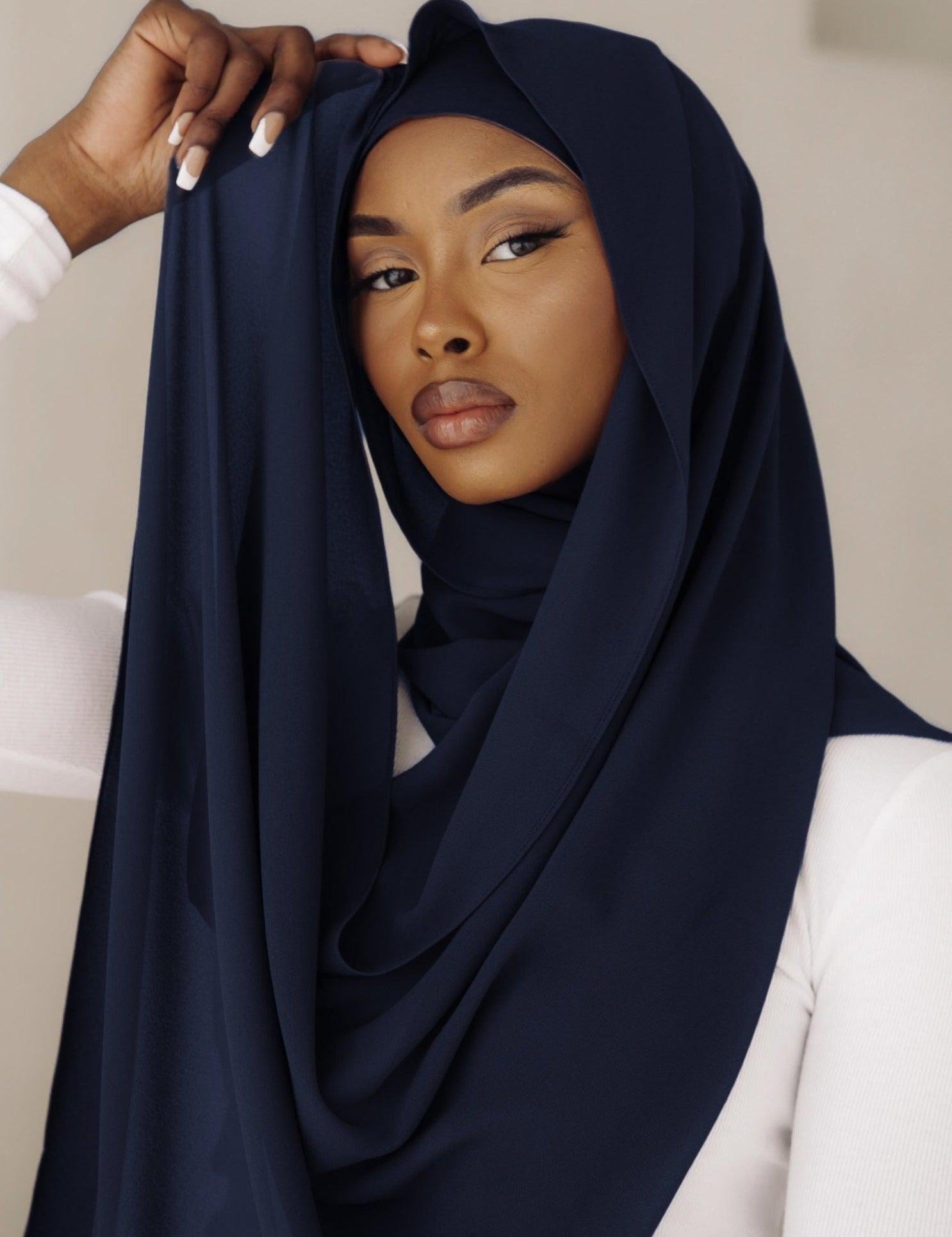 Matching Hijab & Undercap Set - Navy Blue - Azelefa