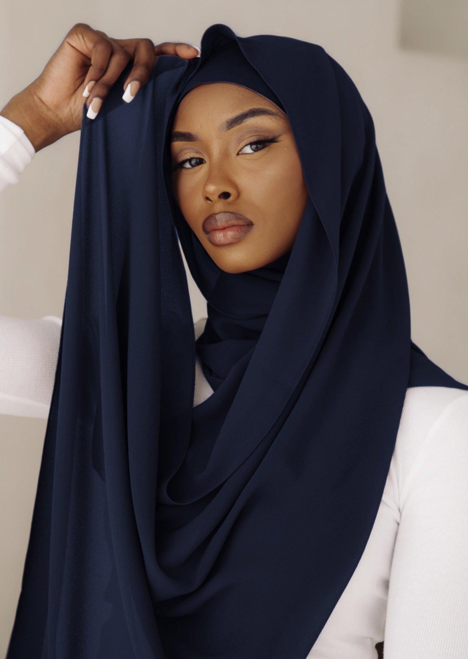 Matching Hijab & Undercap Set - Navy Blue - Azelefa