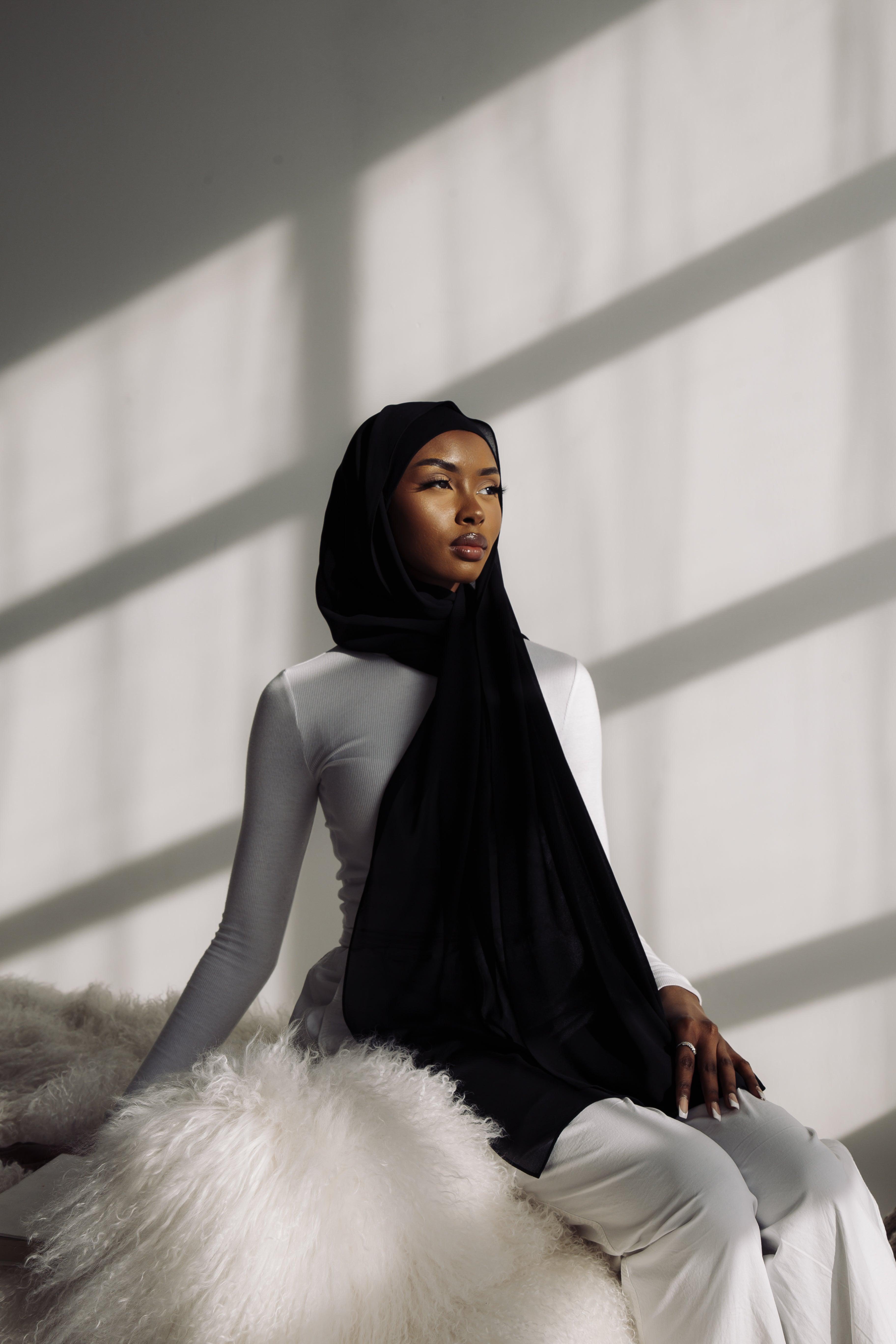 Matching Hijab & Undercap Set - Obsidian - Azelefa