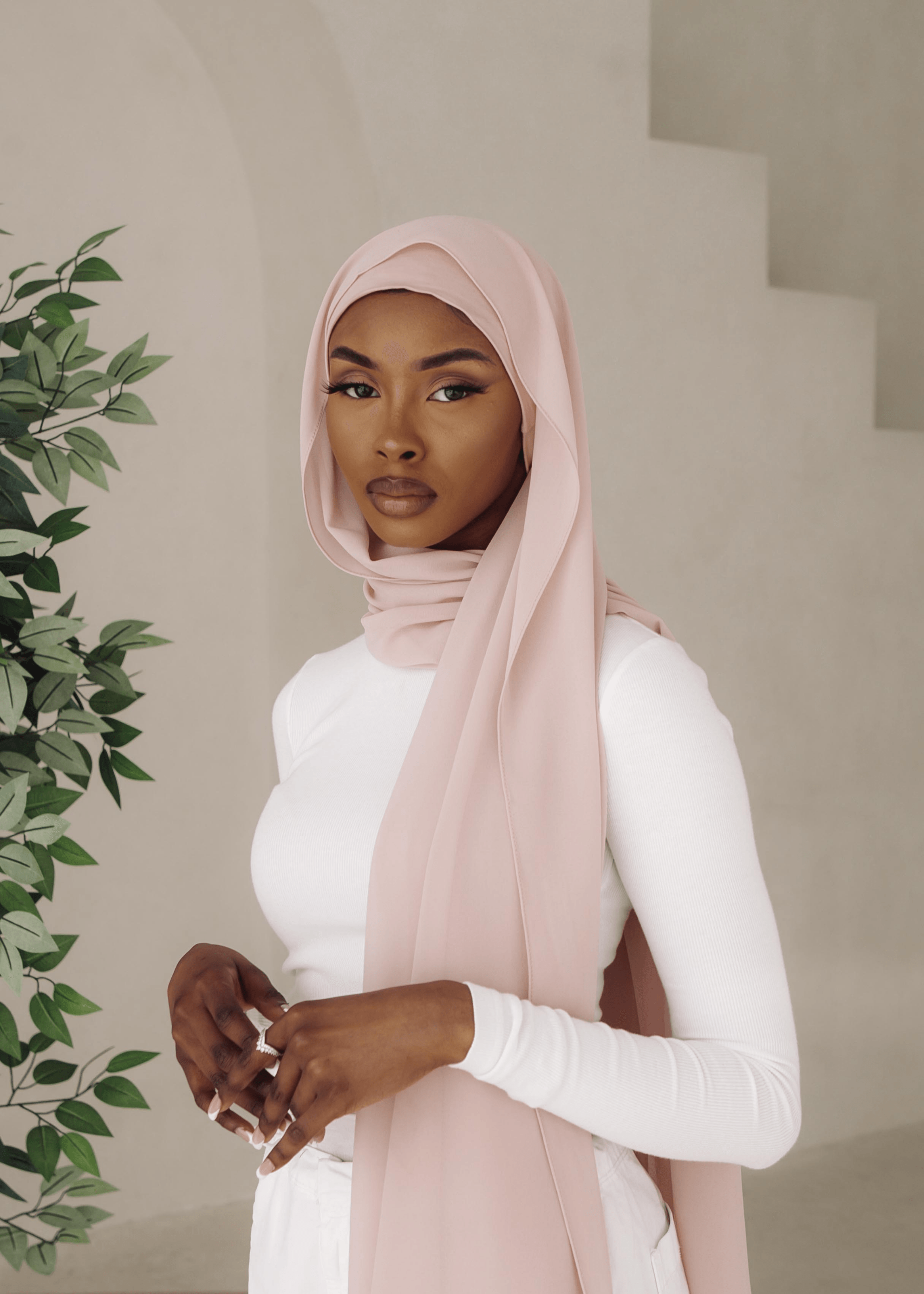 Matching Hijab & Undercap Set - Powder Pink - Azelefa