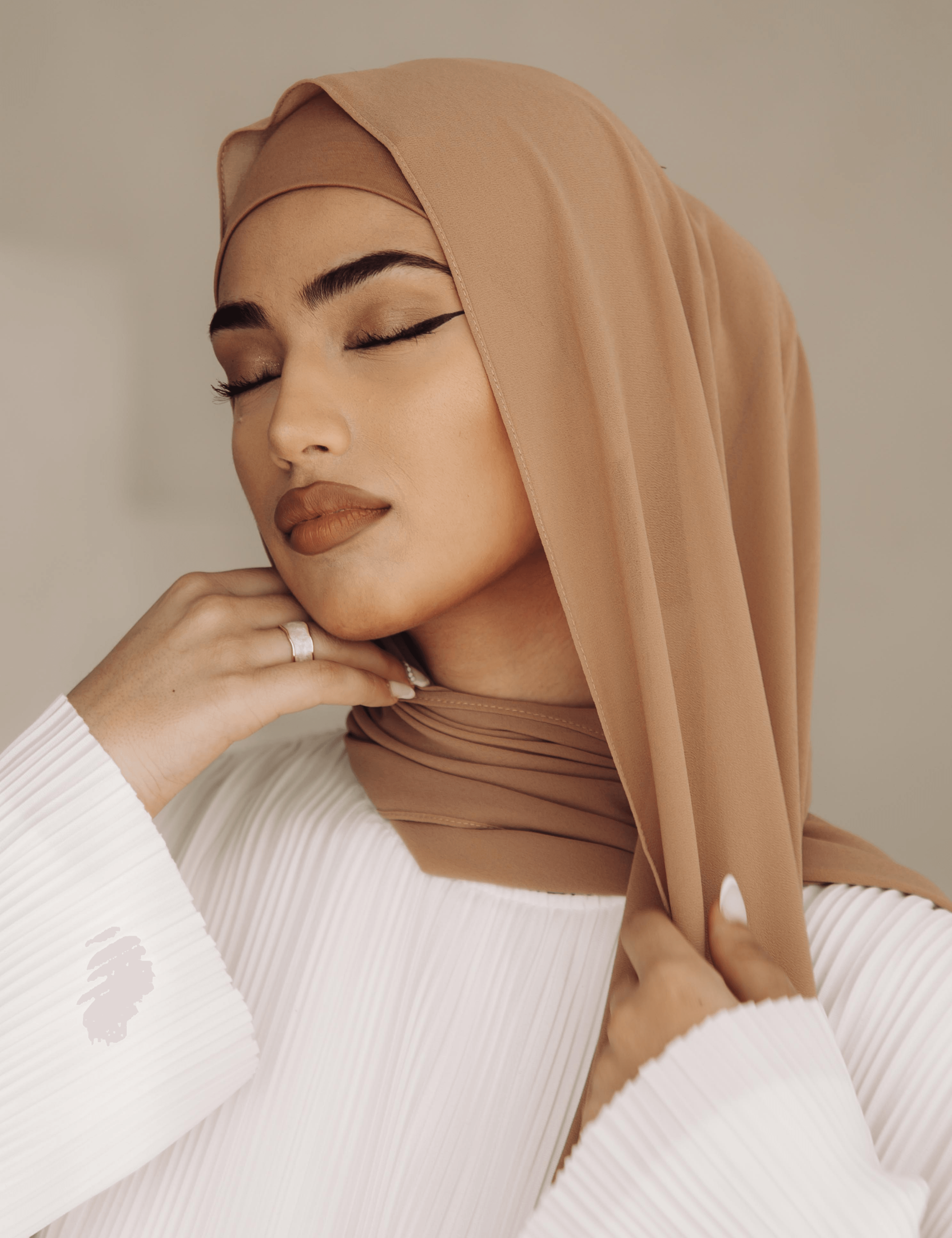 Matching Hijab & Undercap Set - Tan - Azelefa