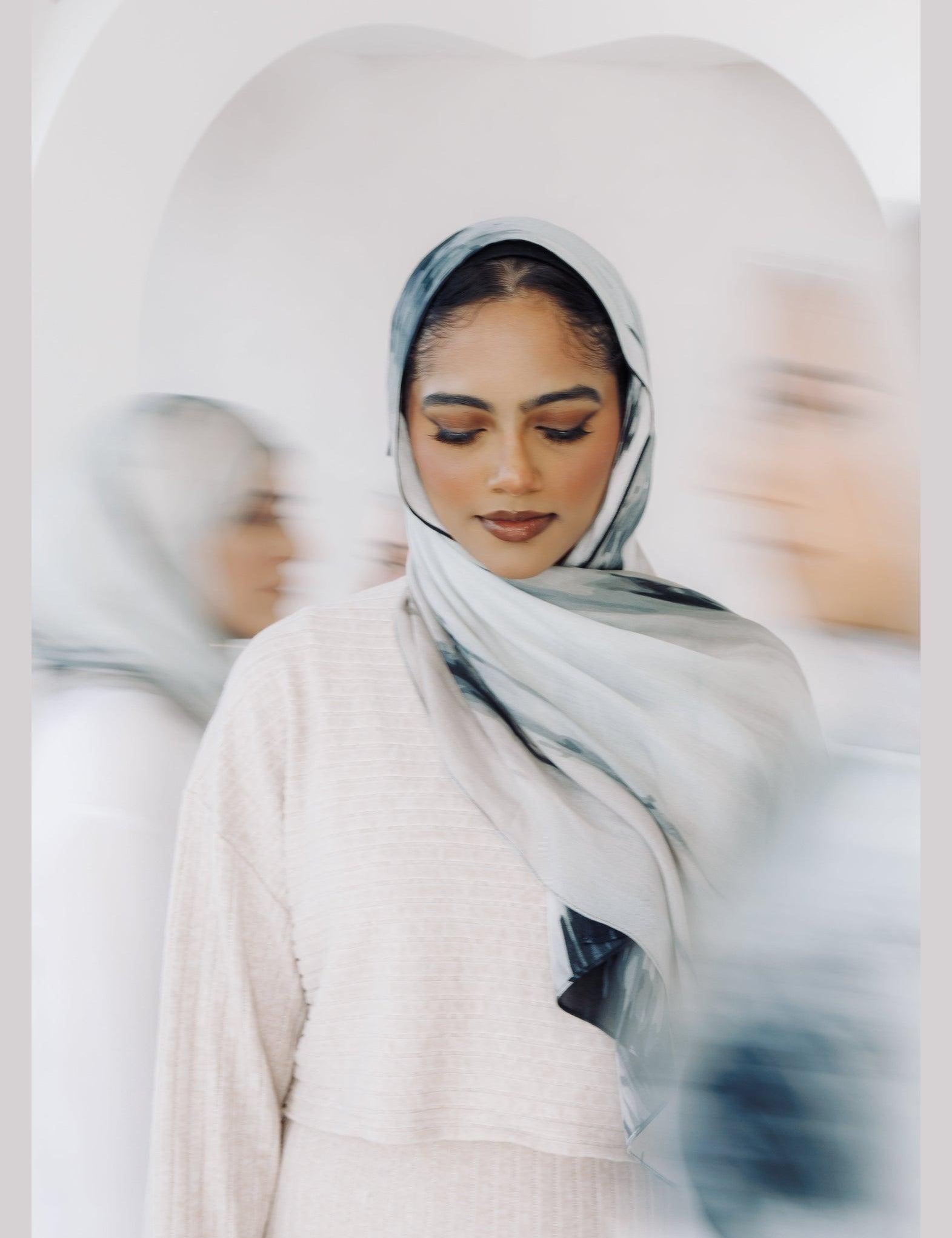 Printed Modal Hijab - Monochrome - Azelefa