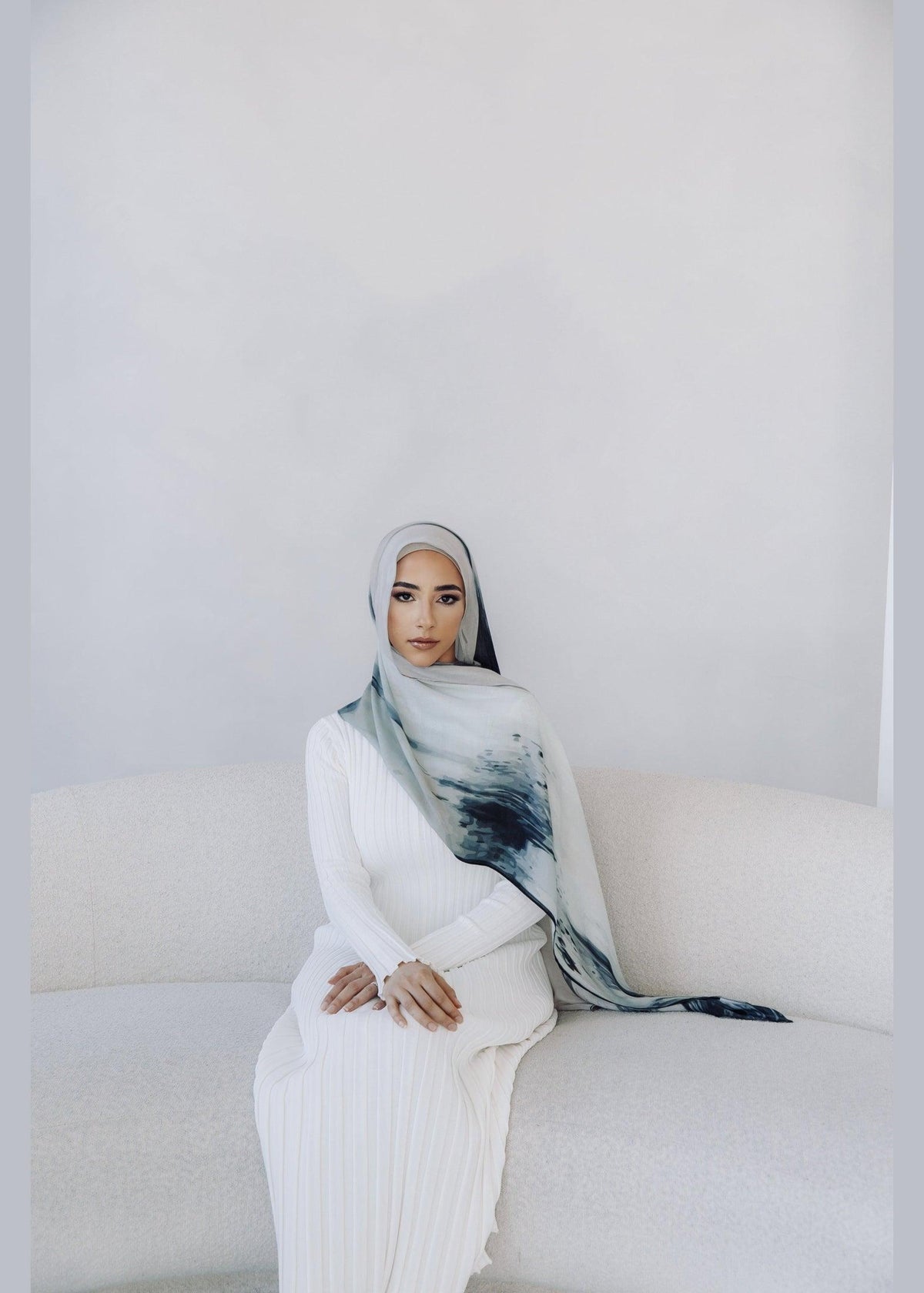 Printed Modal Hijab - Monochrome - Azelefa