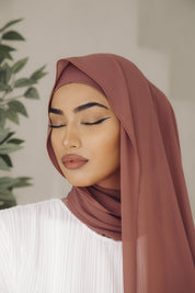 Premium Chiffon Hijab - Coral