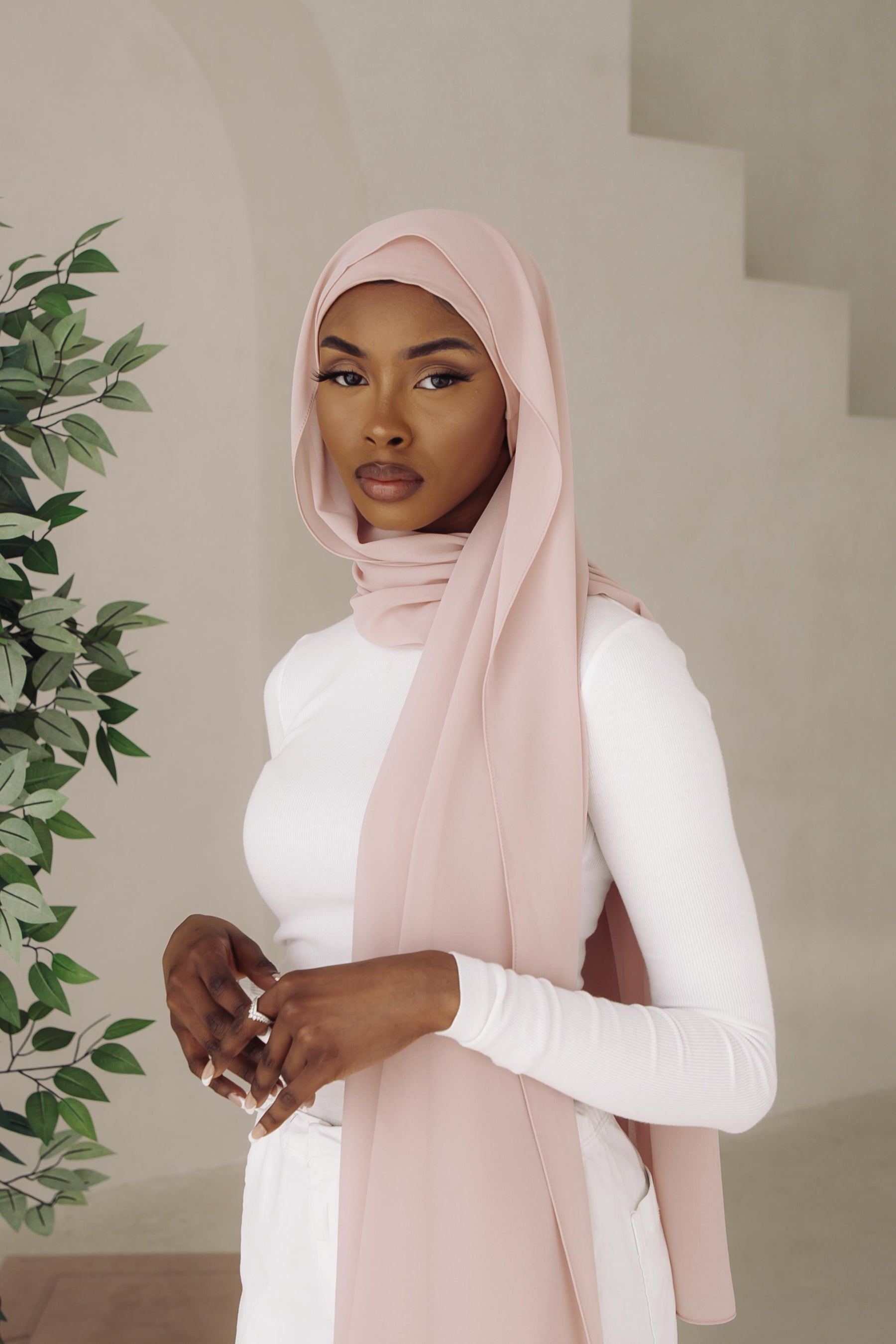 Matching Hijab & Undercap Set - Powder Pink