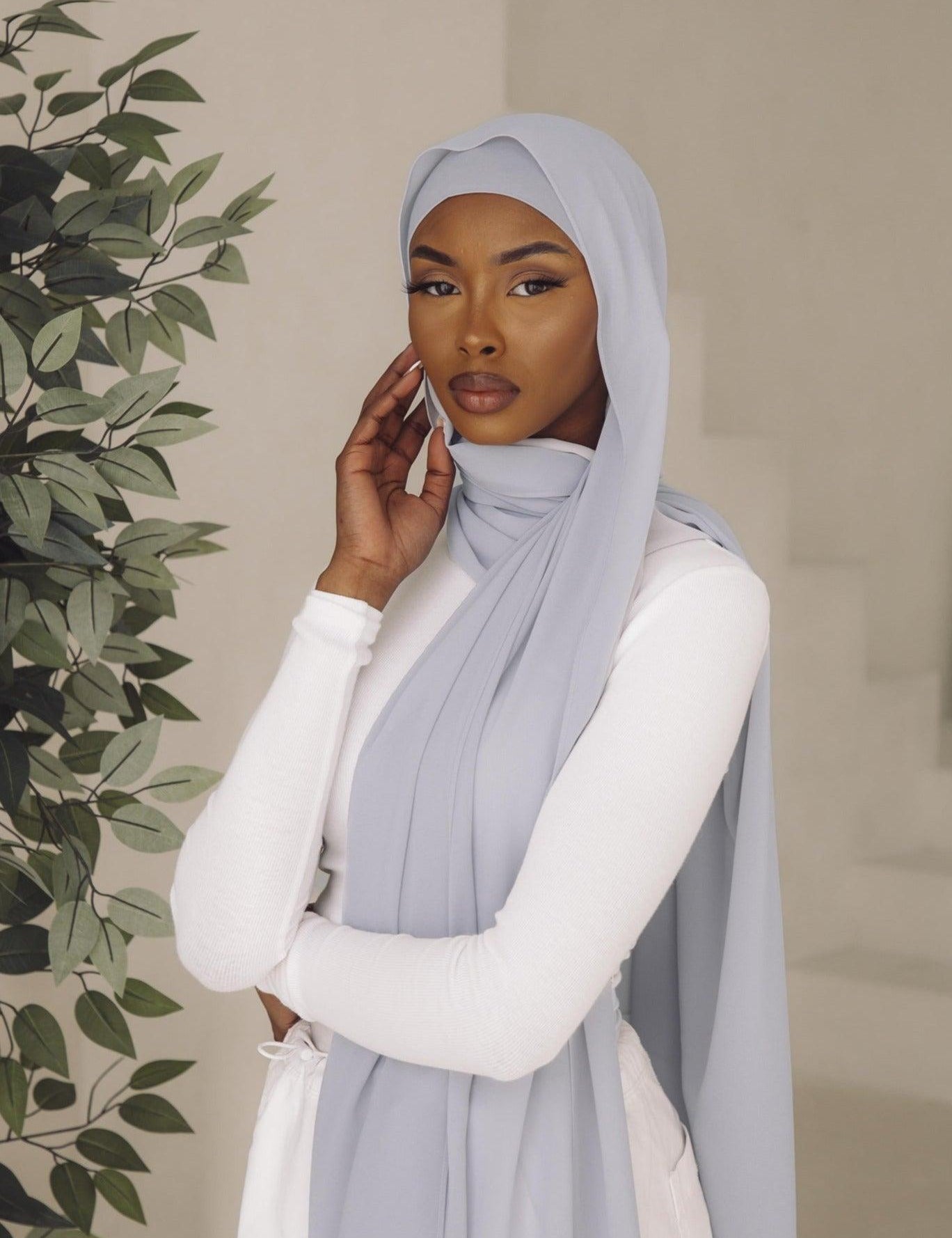 Matching Hijab & Undercap Set - Greige - Azelefa